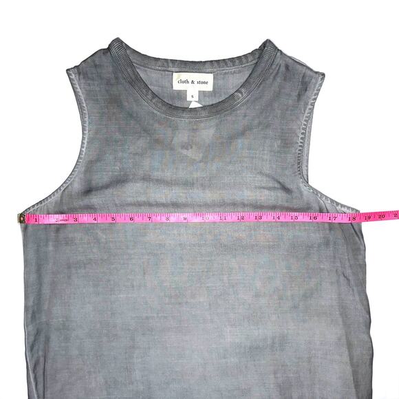 NWT Cloth & Stone Grey Stonewash Tencel Hi-Low Tank Dress Size Small - Picture 10 of 12